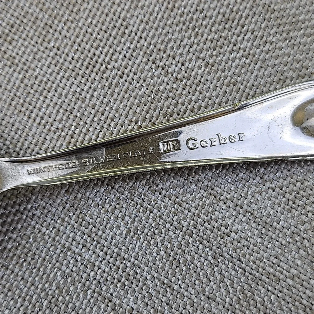 Gerber Rogers Bros Winthrop Silver Plate Baby Spoon Set 4pc Vintage Flatware